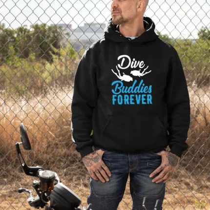 Dive Buddies Forever Unisex 3 İplik Pamuk Hoodie-Kapşonlu
