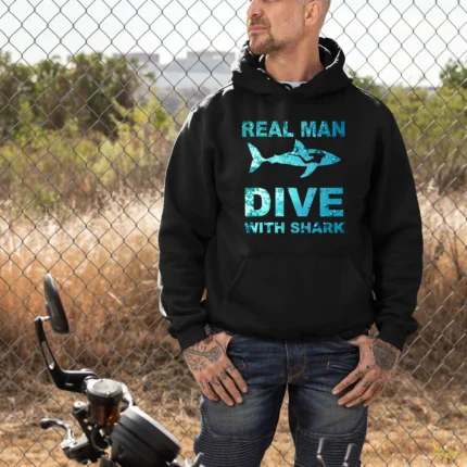 Real Man Dive Shark Unisex 3 İplik Pamuk Hoodie-Kapşonlu