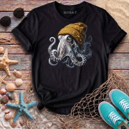 Mechanic Octopus Unisex Siyah Pamuk Tişört