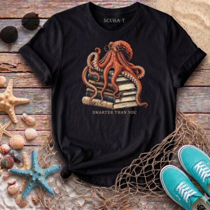 Professor Octopus Bilge Ahtapot Sırt Baskılı Unisex Pamuk Tişört